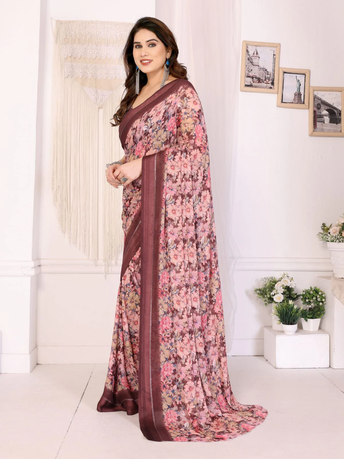 Odette Multicolor Georgette Printed Saree For Women - Image 2