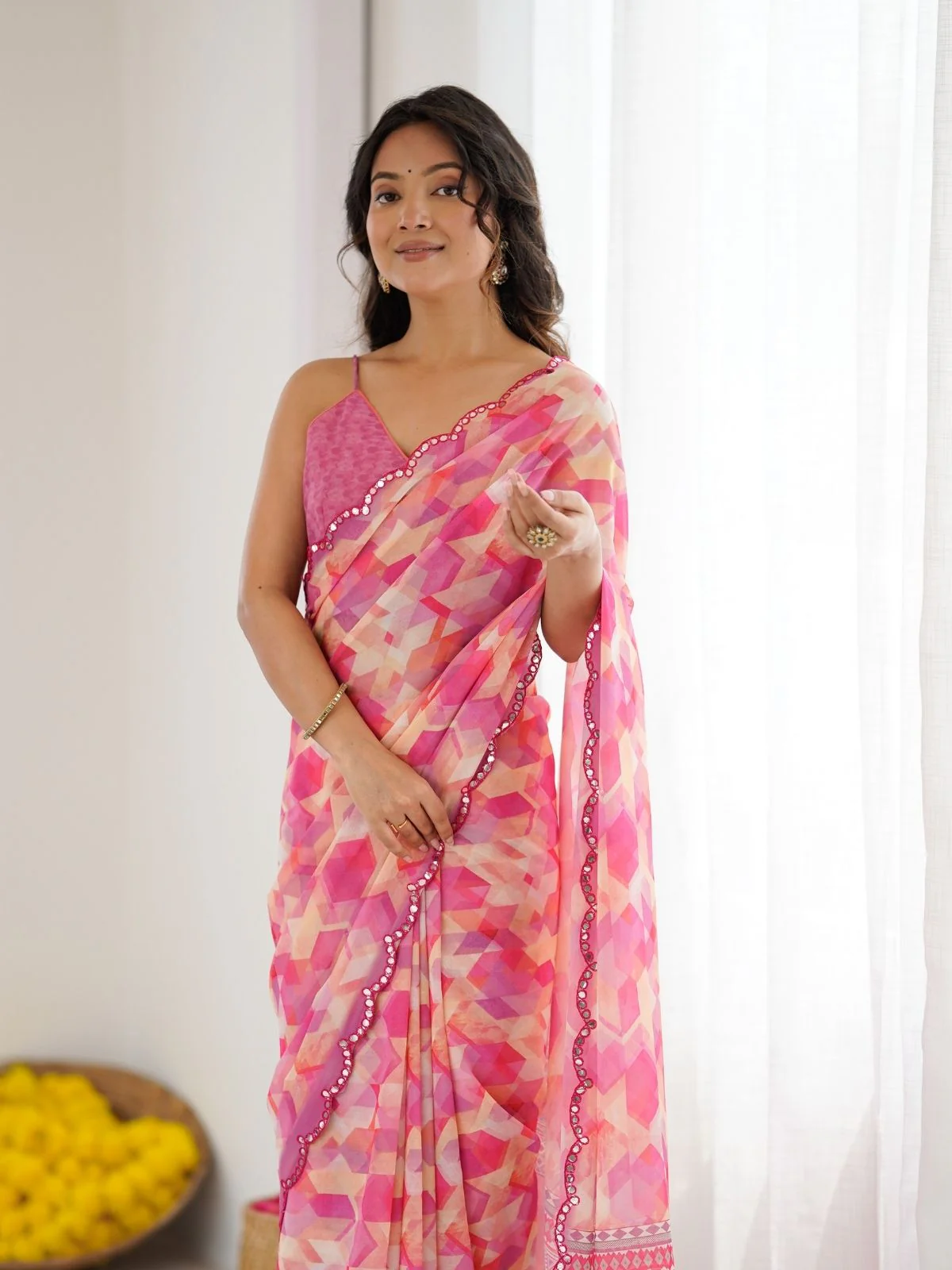 Odette Multicolor Georgette Printed Saree For Women - Image 4
