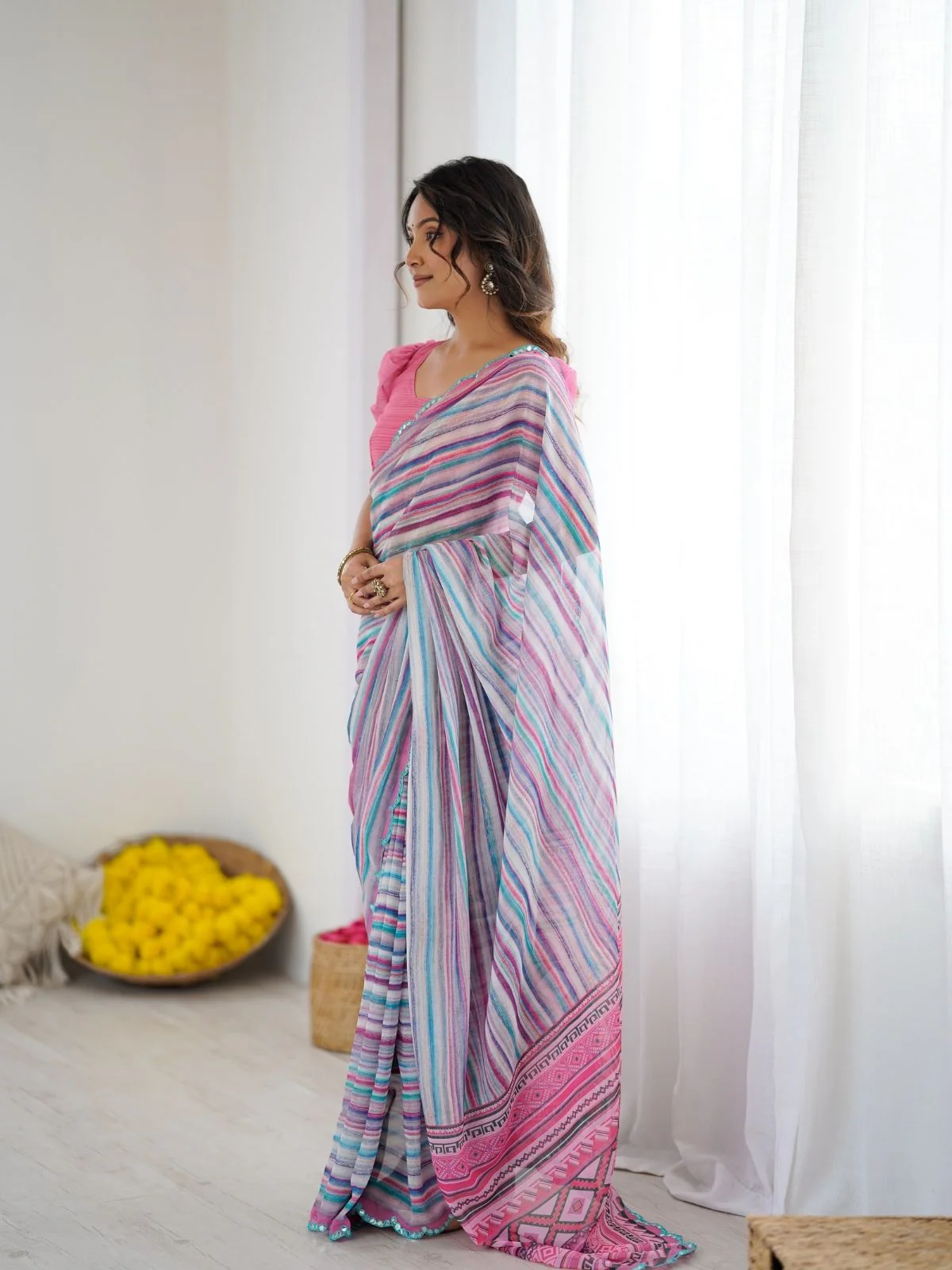 Odette Multicolor Georgette Printed Saree For Women - Image 2