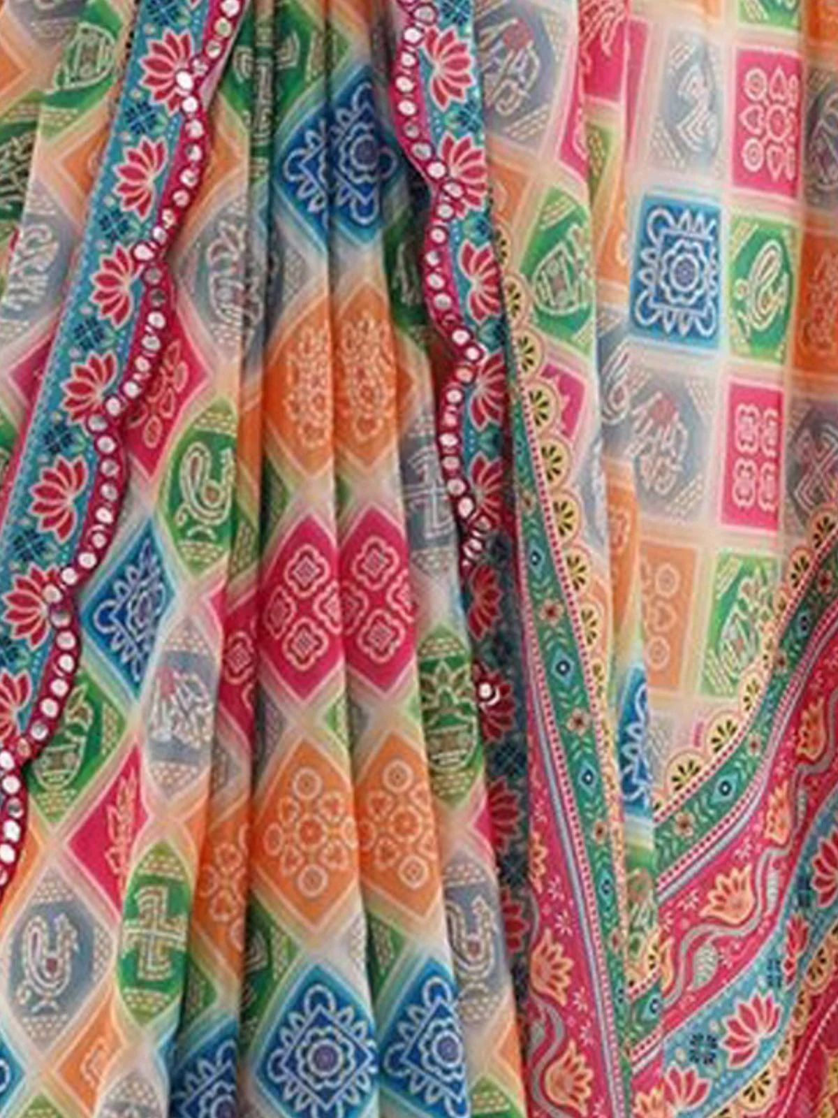 Odette Multicolor Georgette Printed  Saree For Women - Image 5