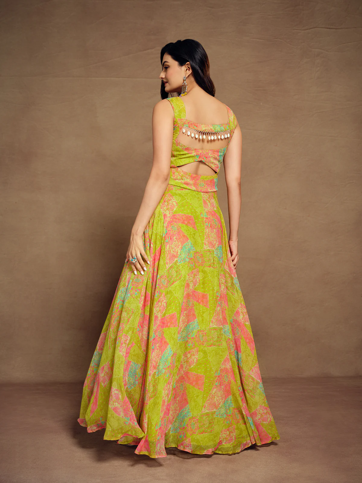 Odette Multicolor Georgette Printed Sticthed Gown For Women - Image 4