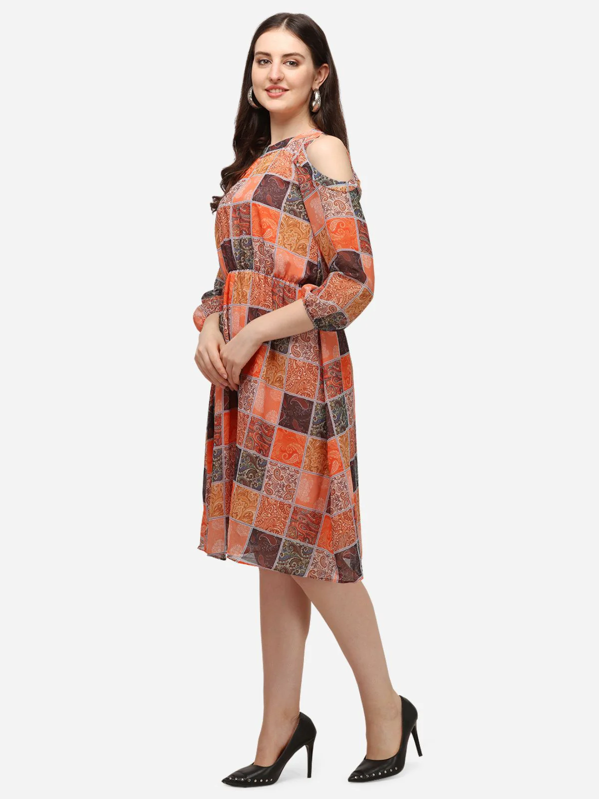 Odette Multicolor Georgette Printed Stitched Dress For Women - Image 3