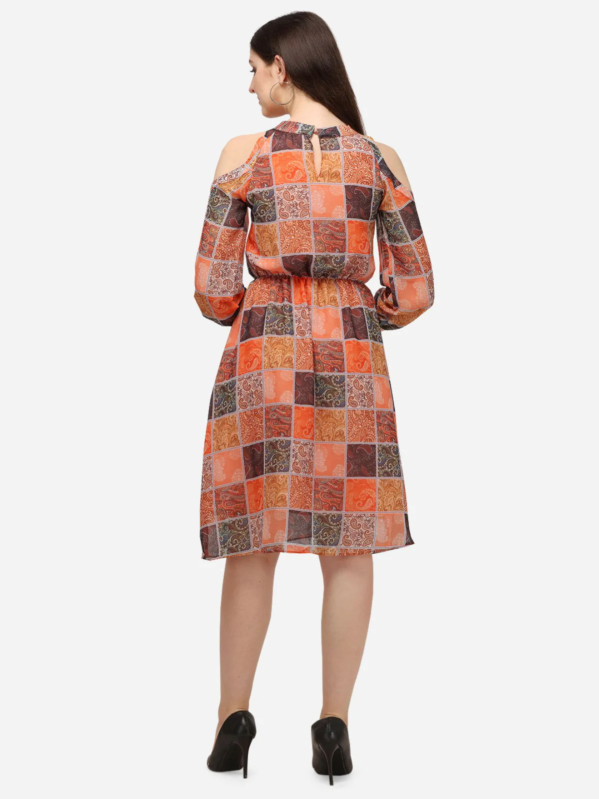 Odette Multicolor Georgette Printed Stitched Dress For Women - Image 4