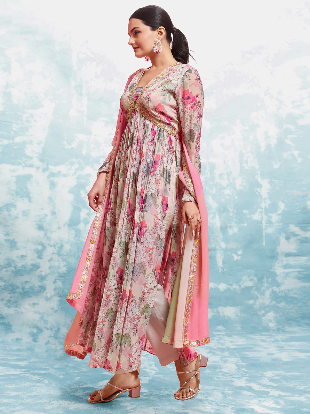 Odette Multicolor Georgette Printed Stitched Salwar Suit Set  For Women - Image 3