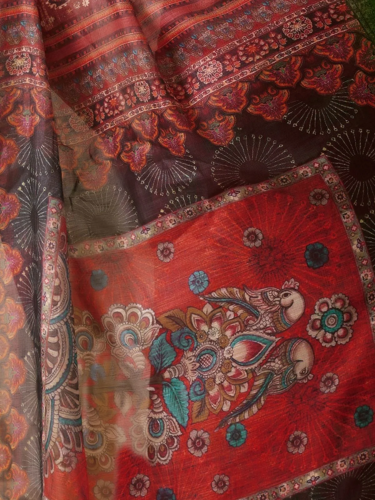Odette Multicolor Linen Cotton Printed Saree For Women - Image 5