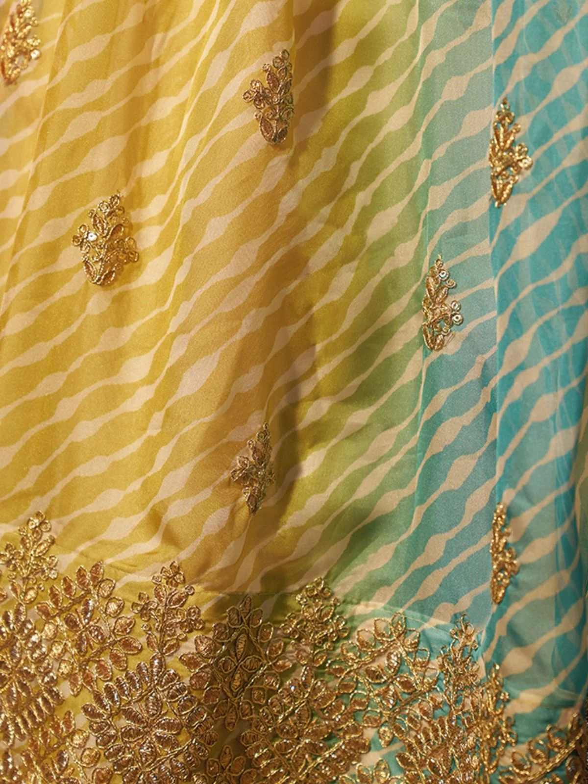 Odette Multicolor Organza Embroidered Semi-Stitched Lehenga For Women - Image 7