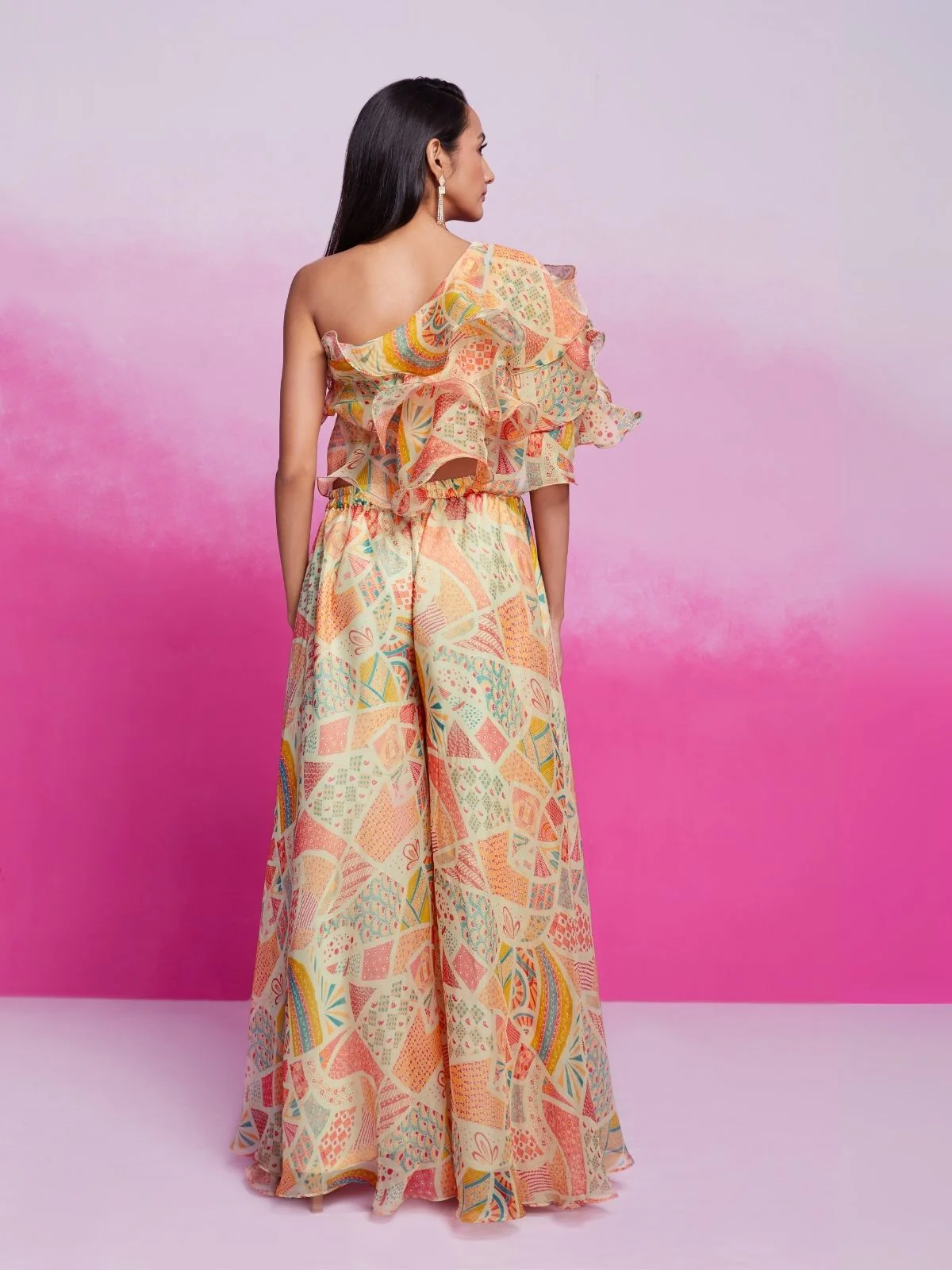 Odette Multicolor Organza Printed Co-Ord Set For Women - Image 5