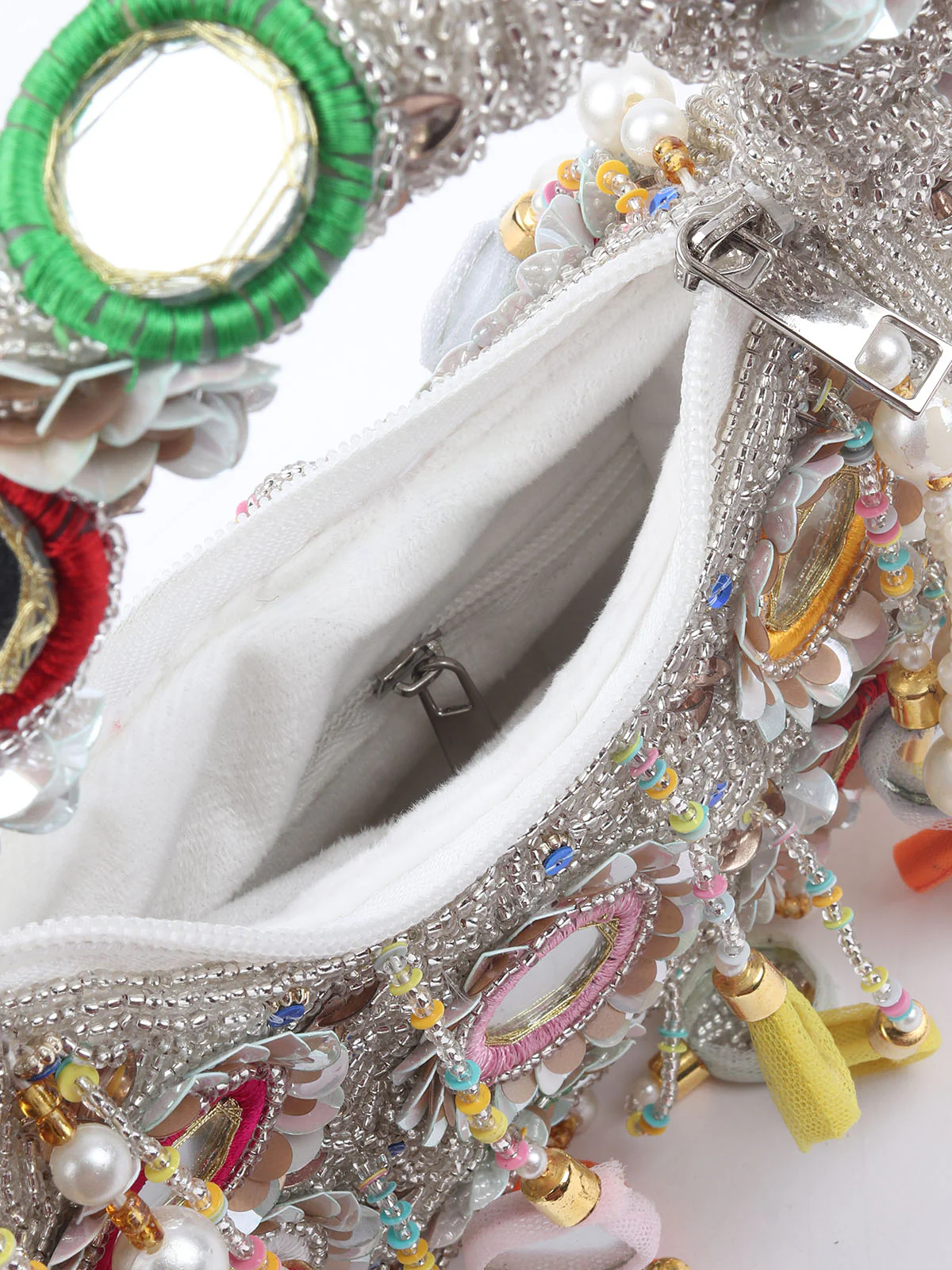 Odette Multicolor Polyester Inclusive With Beads And Mirror Work Hand Bag For Women - Image 6