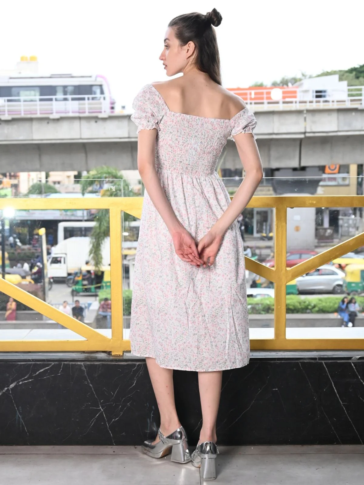Odette Multicolor Printed Cotton Western Dress for Women - Image 4