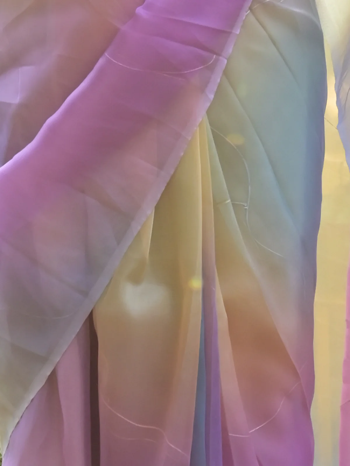 Odette Multicolor Printed Organza Saree with Unstitched Blouse for Women - Image 5