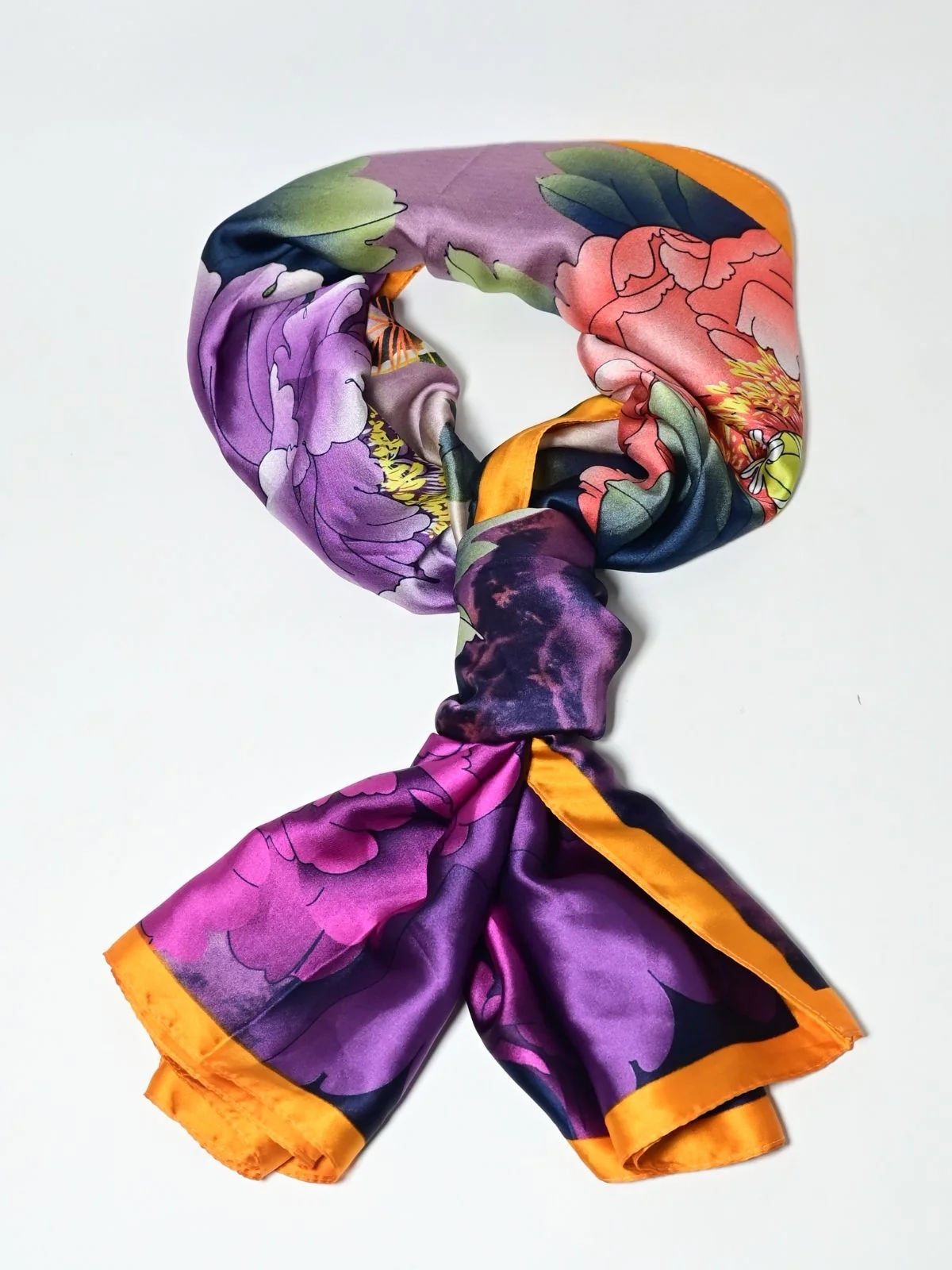 Odette Multicolor Printed Satin Scarf For Women - Image 3