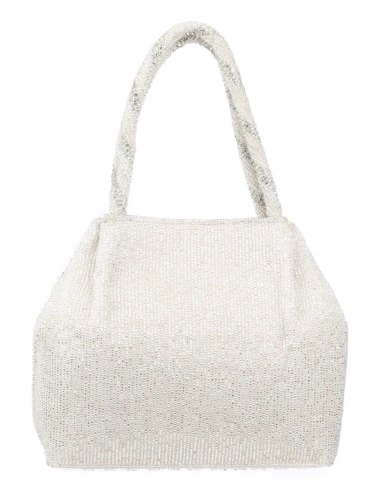 Odette Silver Raw Silk Beads Embellished  Clutch With Sequin Work For Women - Image 5