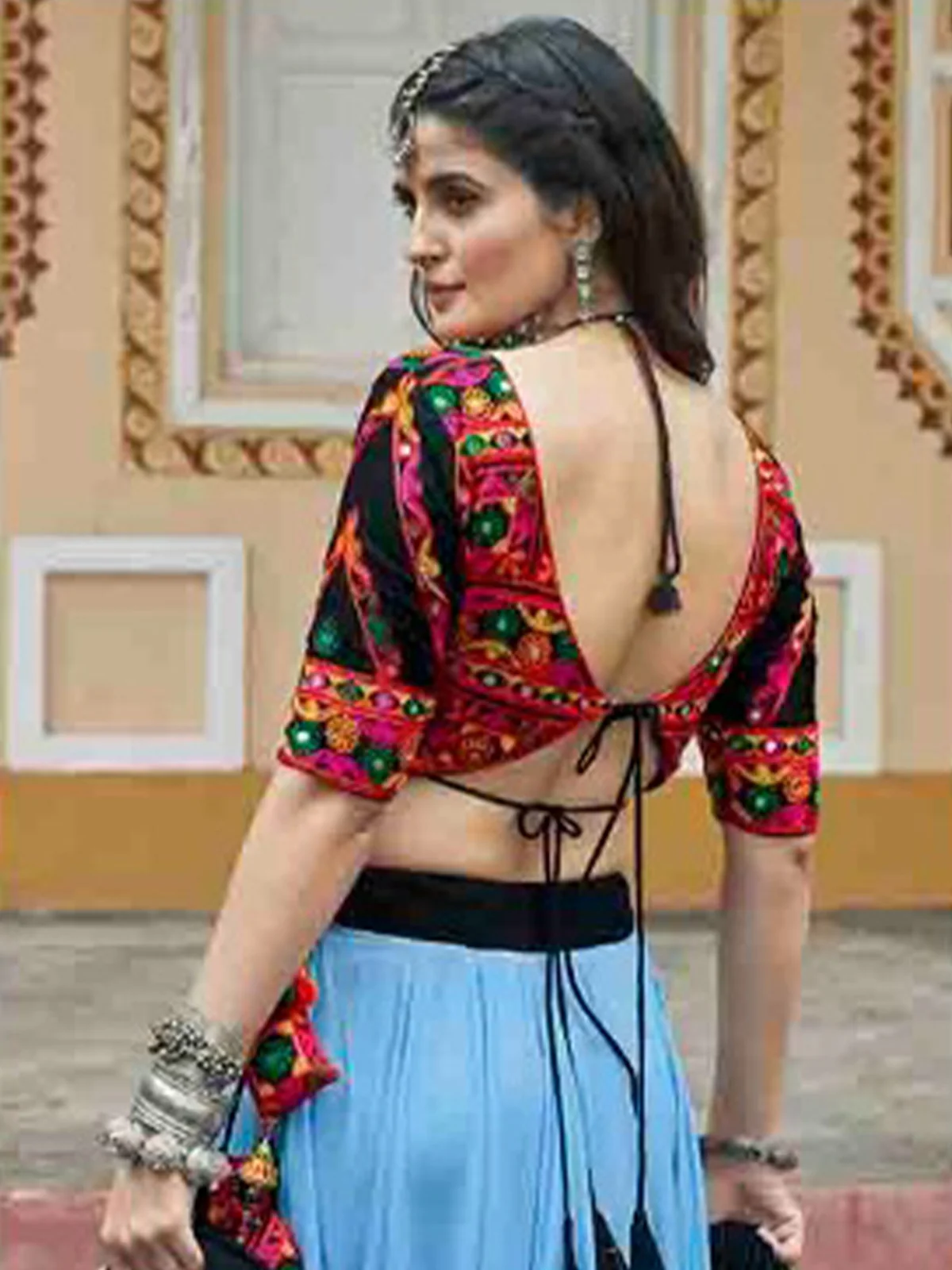 Odette Multicolor Rayon Embroidered Stitched Lehenga With Blouse For Women - Image 5