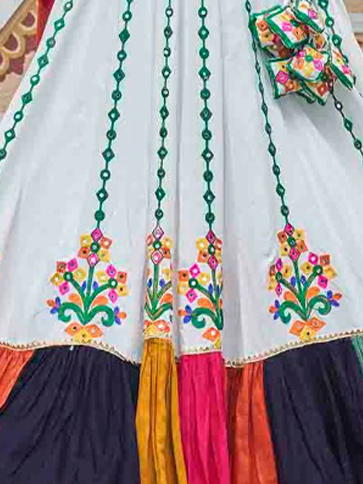Odette Multicolor Rayon Embroidered Stitched Lehenga With Blouse For Women - Image 6