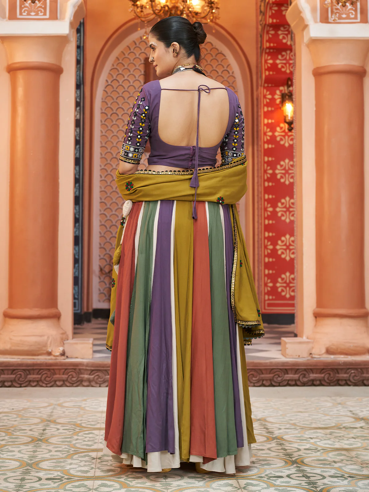 Odette Multicolor Rayon Solid Stitched Lehenga With Blouse For Women - Image 3