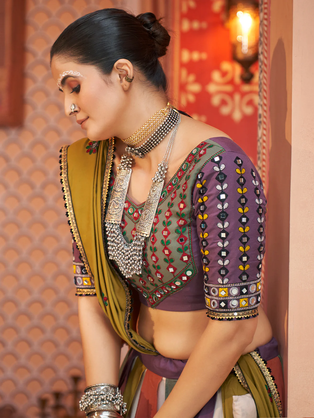 Odette Multicolor Rayon Solid Stitched Lehenga With Blouse For Women - Image 5