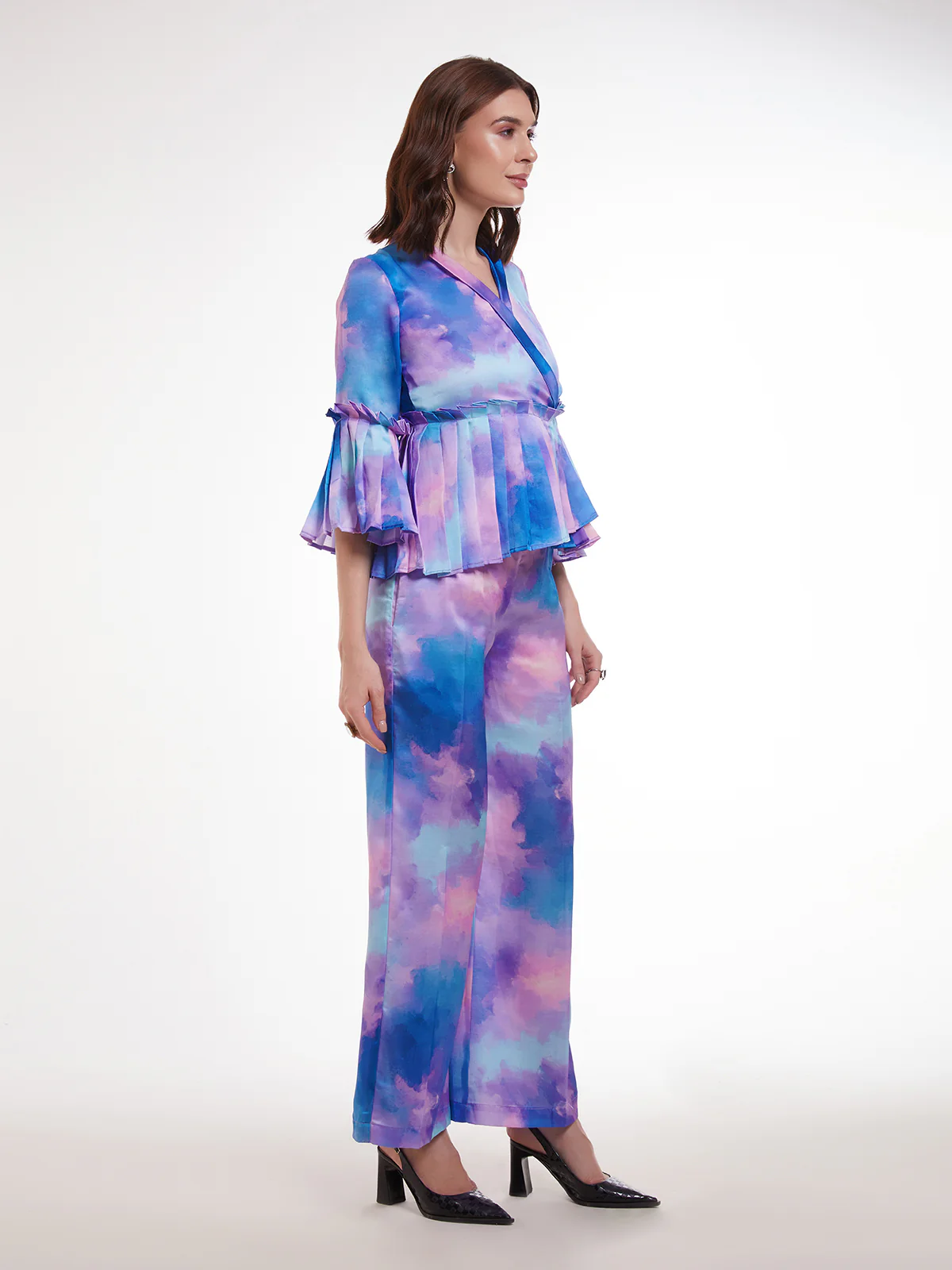 Odette Multicolor Satin Printed Co Ord Set For Women - Image 5