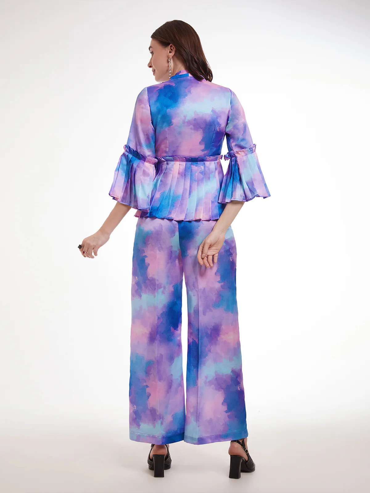 Odette Multicolor Satin Printed Co Ord Set For Women - Image 6