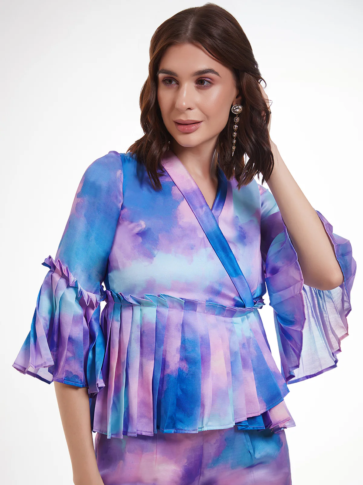 Odette Multicolor Satin Printed Co Ord Set For Women - Image 7