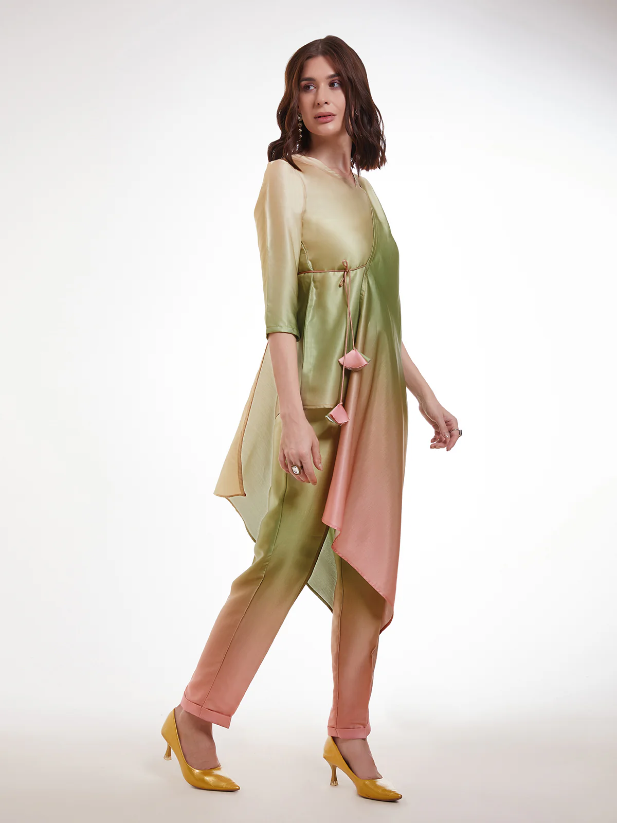 Odette Multicolor Satin Printed Co Ord Set For Women - Image 3