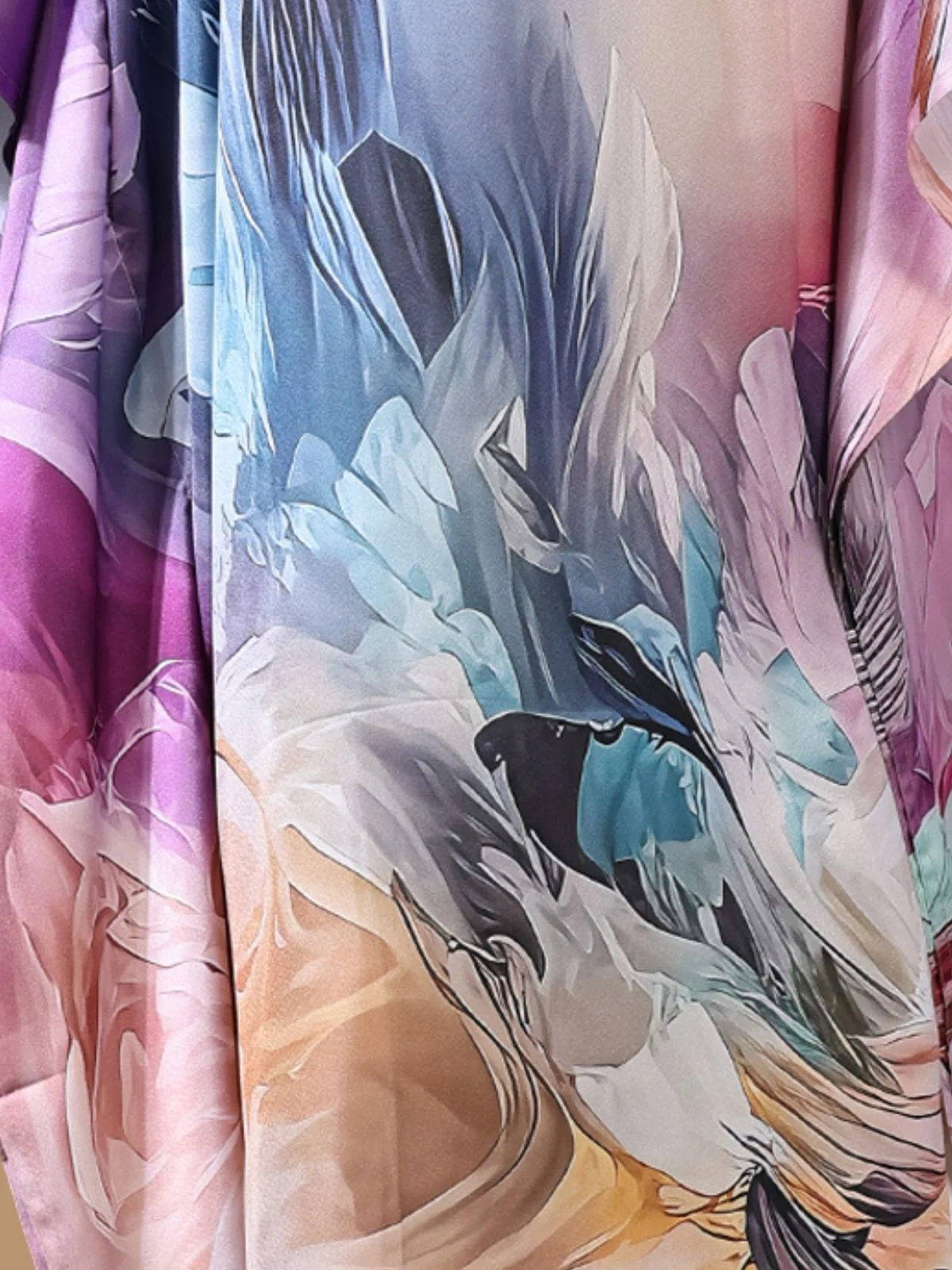 Odette Multicolor Satin Printed Kaftan For Women - Image 5