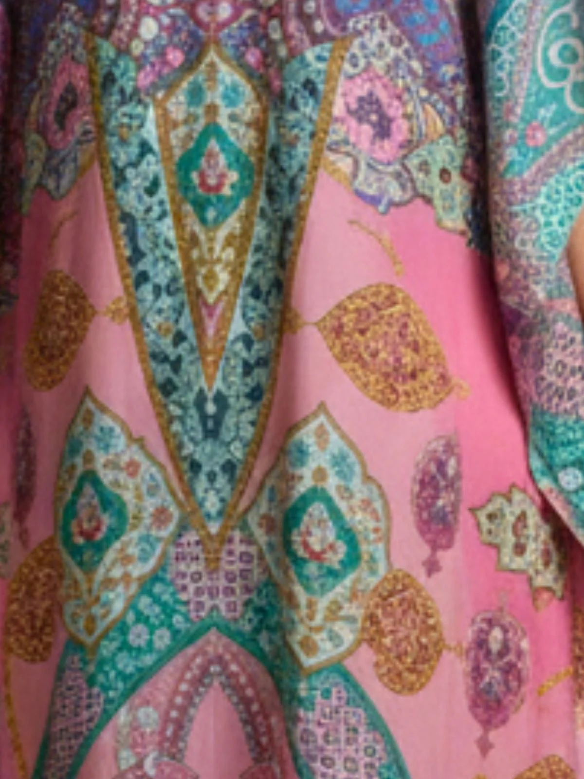 Odette Multicolor Satin Printed Kaftan For Women - Image 5