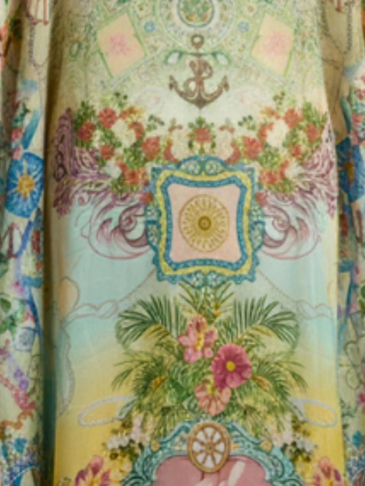 Odette Multicolor Satin Printed Kaftan For Women - Image 5