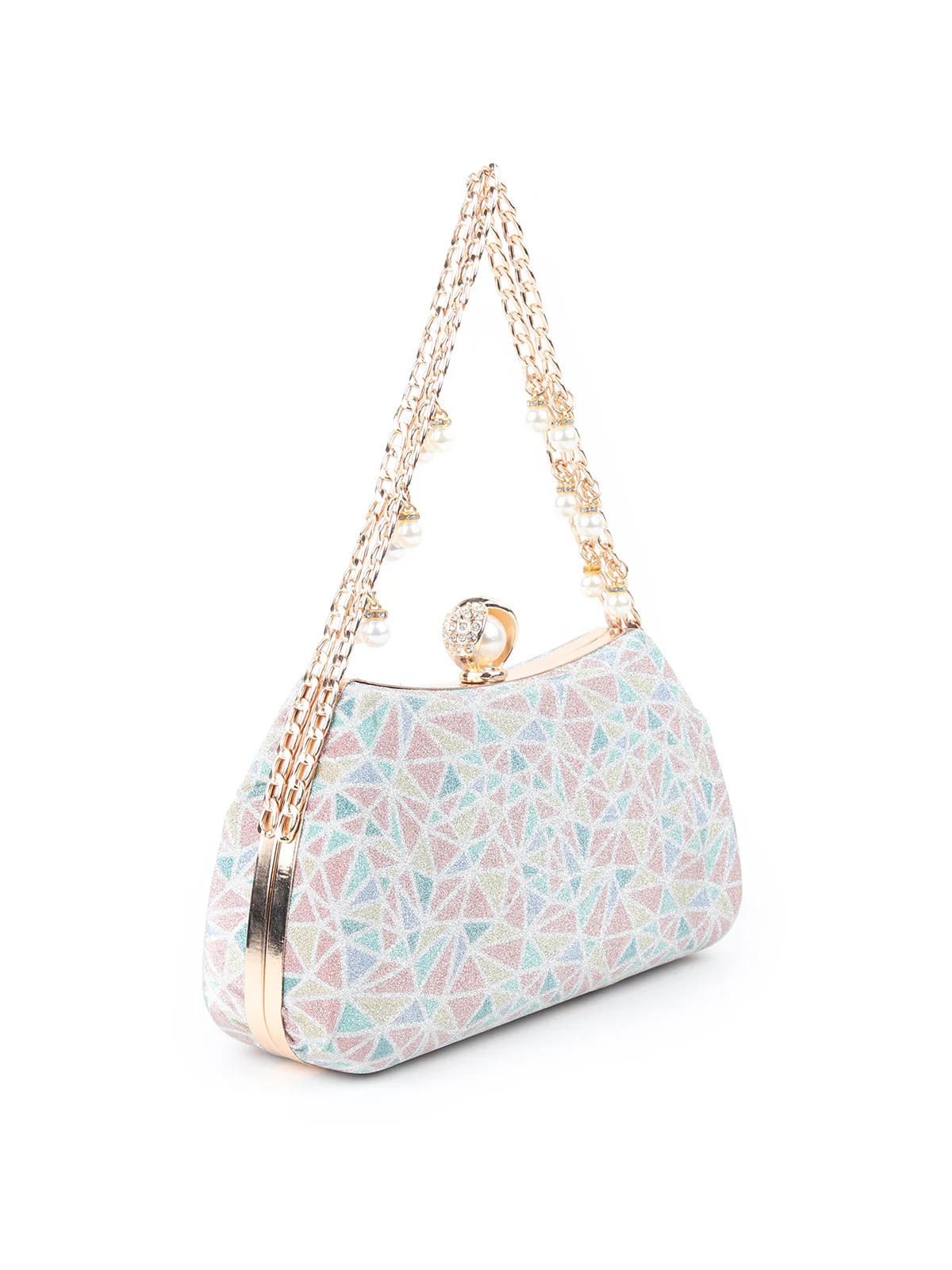 Odette Multicolor Shimmer Printed Clutch for Women - Image 4