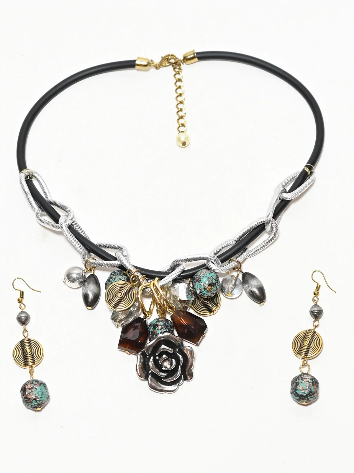 Odette Multicolor Silicon Embellished Jewellery Set For Women - Image 3