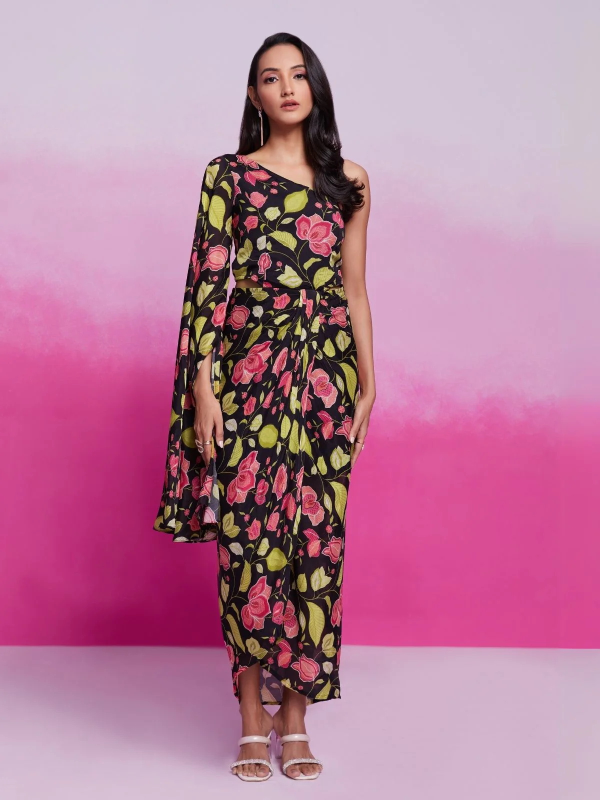 Odette Multicolor Silk Blend Printed Jumpsuit For Women - Image 2