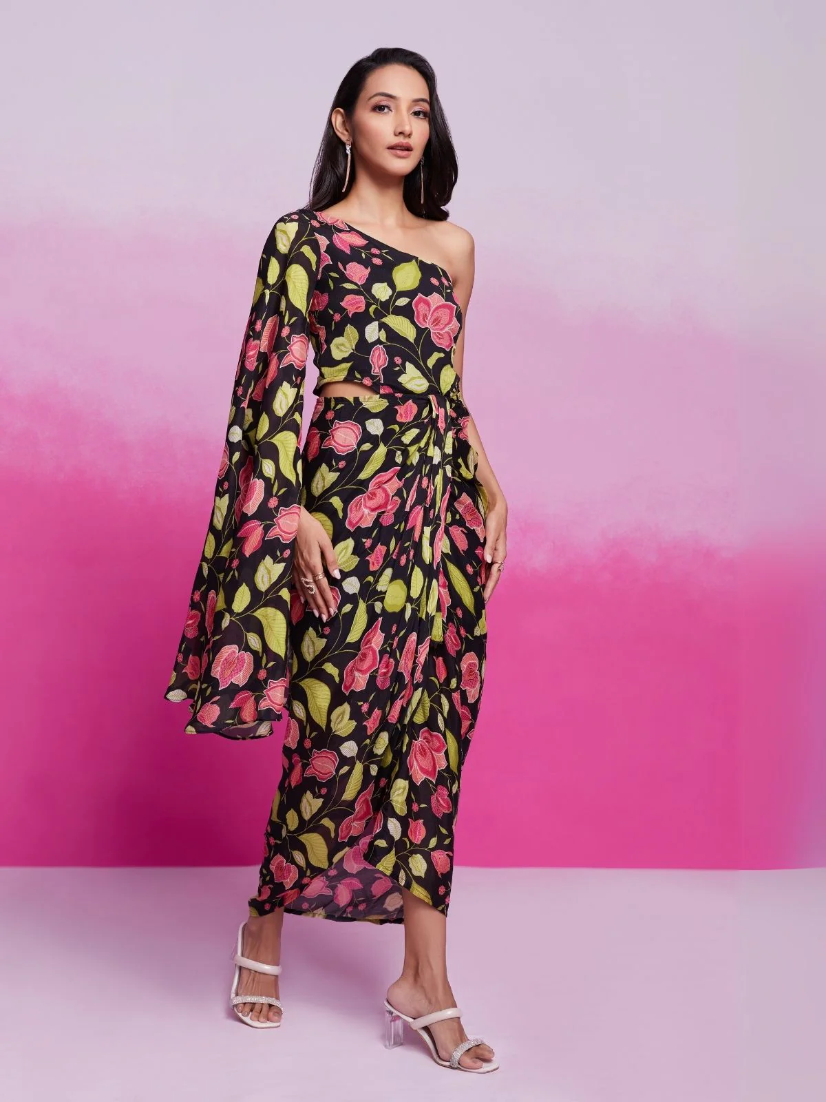 Odette Multicolor Silk Blend Printed Jumpsuit For Women - Image 3