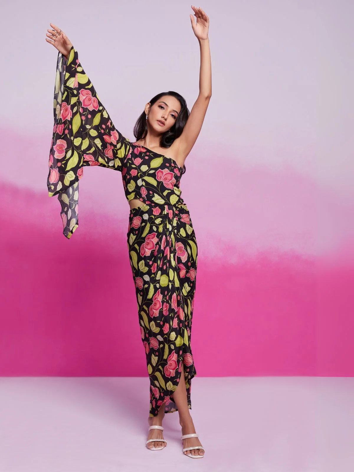 Odette Multicolor Silk Blend Printed Jumpsuit For Women - Image 4