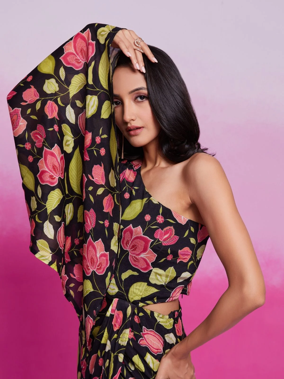 Odette Multicolor Silk Blend Printed Jumpsuit For Women - Image 7