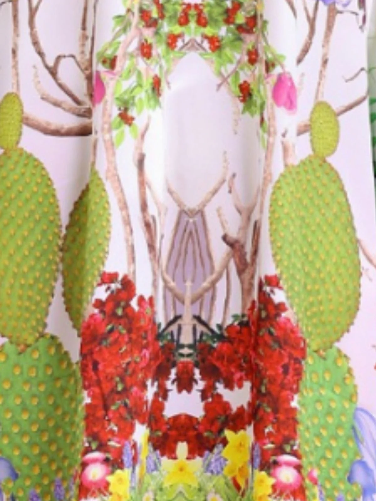 Odette Multicolor Silk Blend Printed Kaftan For Women - Image 5
