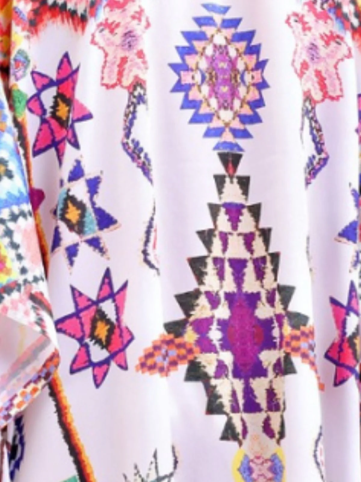 Odette Multicolor Silk Blend Printed Kaftan For Women - Image 5