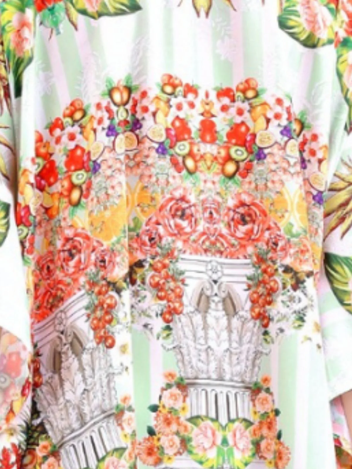 Odette Multicolor Silk Blend Printed Kaftan For Women - Image 5