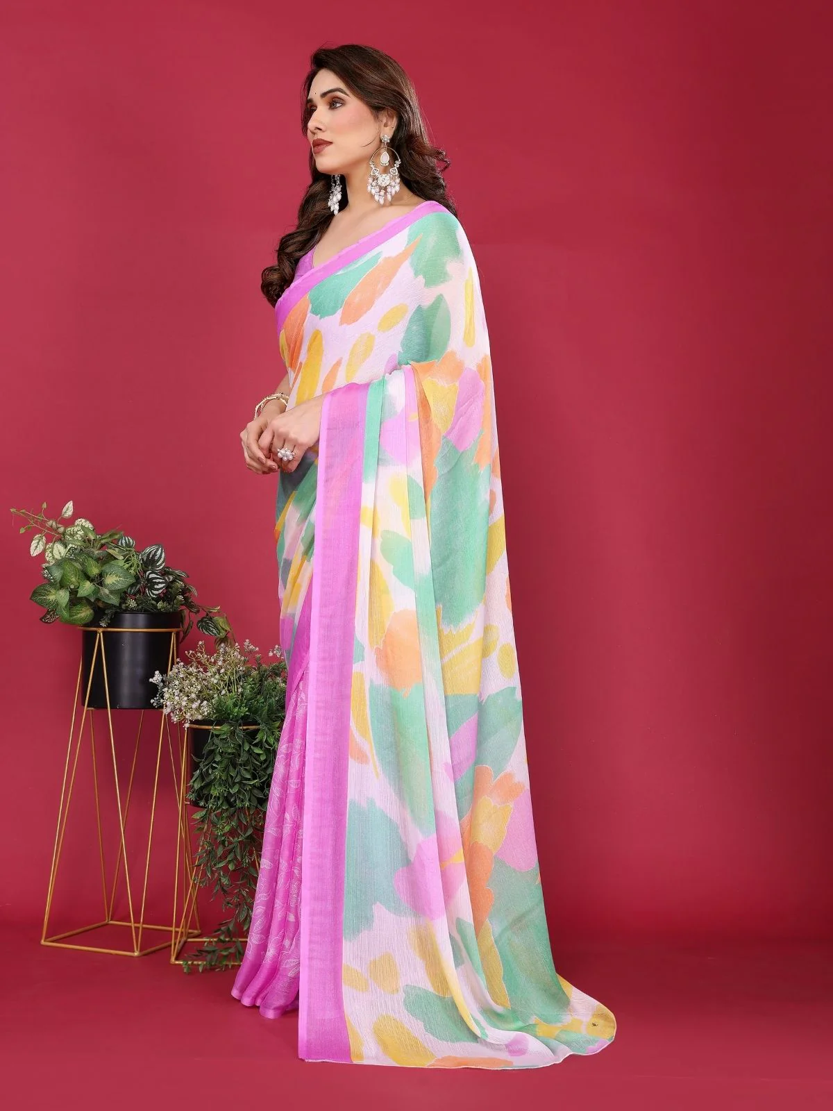 Odette Multicolor Silk Blend Printed Saree For Women - Image 2