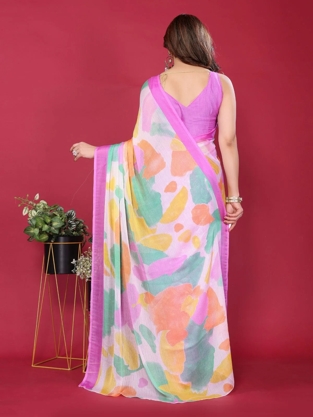 Odette Multicolor Silk Blend Printed Saree For Women - Image 3