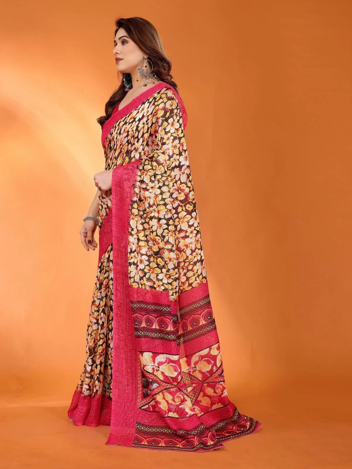 Odette Multicolor Silk Blend Printed Saree For Women - Image 2