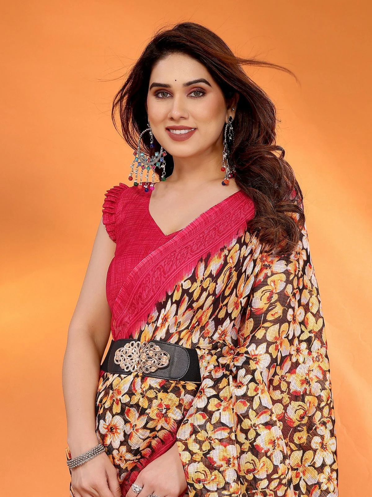 Odette Multicolor Silk Blend Printed Saree For Women - Image 4
