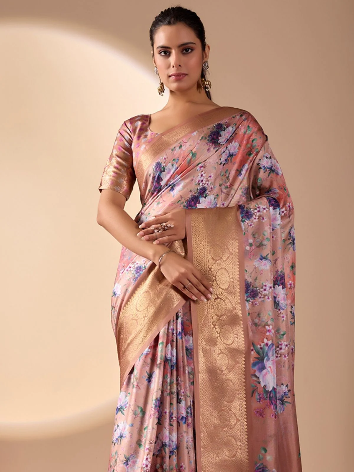 Odette Multicolor Silk Blend Printed Saree For Women - Image 4