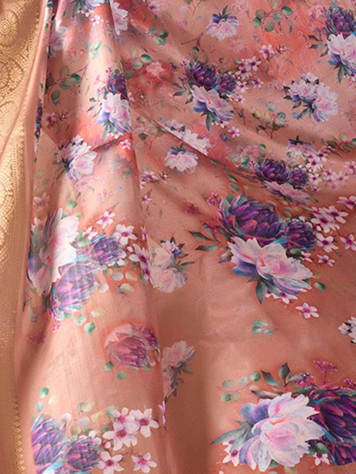 Odette Multicolor Silk Blend Printed Saree For Women - Image 5