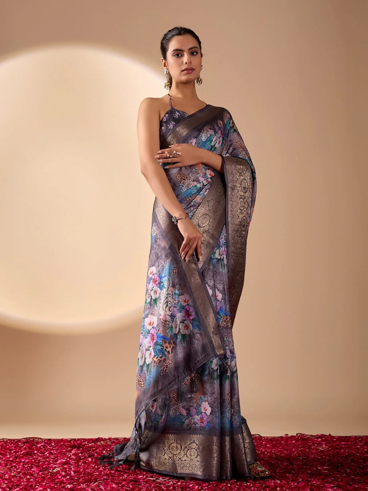 Odette Multicolor Silk Blend Printed Saree For Women - Image 2