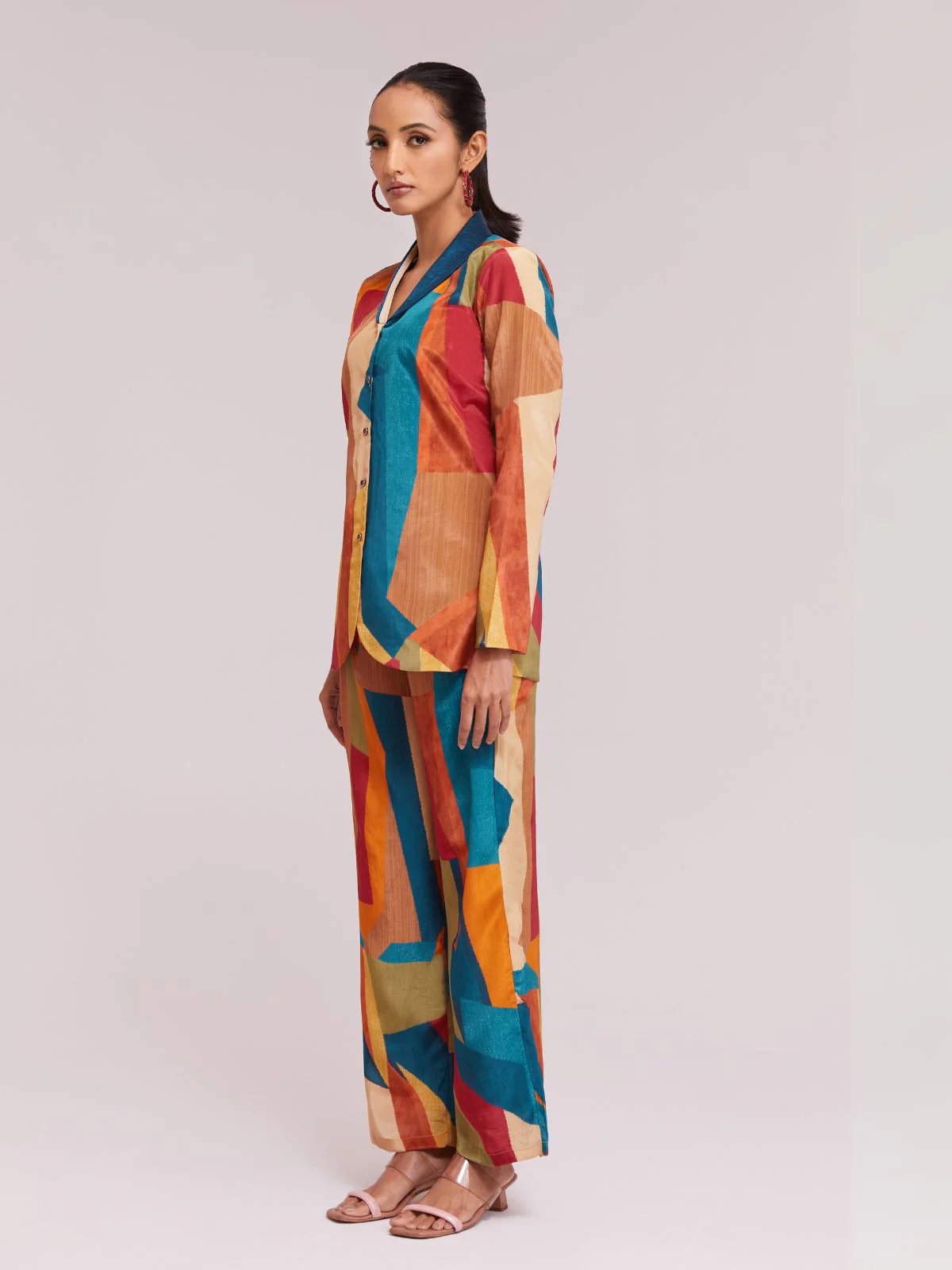 Odette Multicolor Silk Blend Printed Co-Ord Set For Women - Image 4