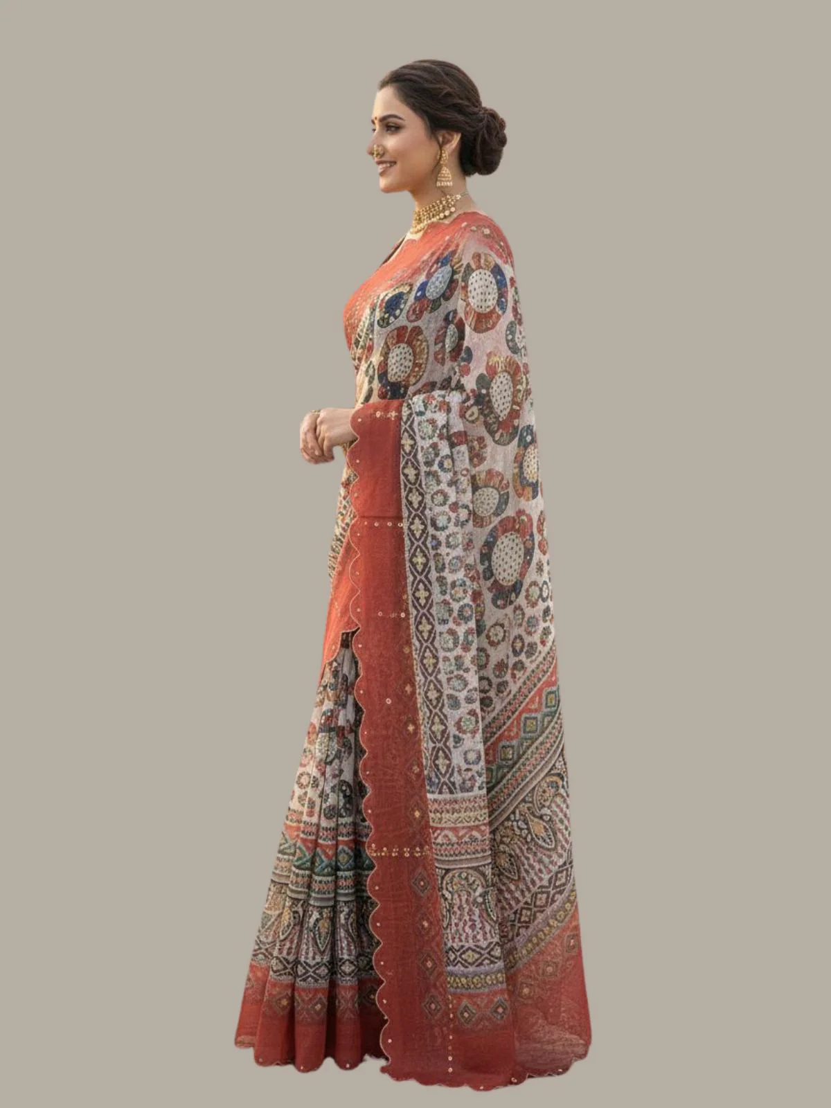 Odette Multicolor Silk Printed Saree For Women - Image 2