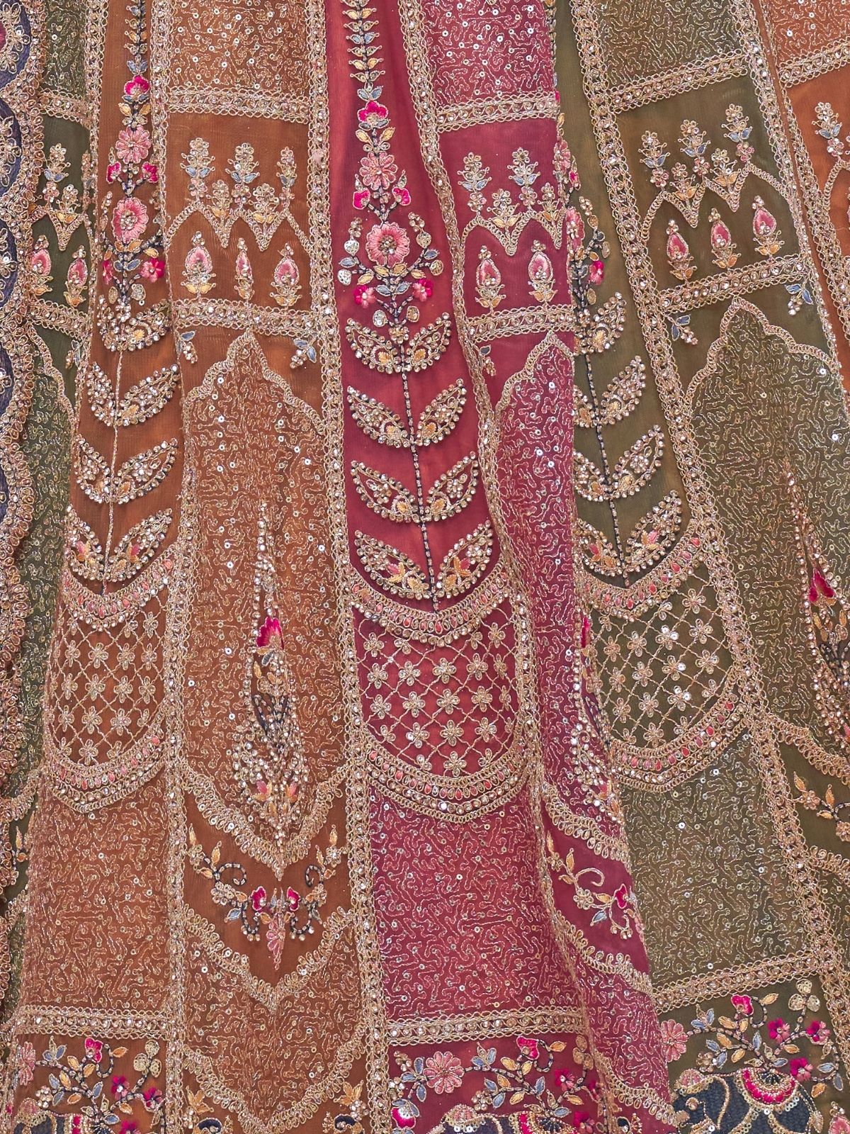 Odette Multicolor Soft Net Embellished Semi-Stitched Lehenga With Unstitched Blouse For Women - Image 5