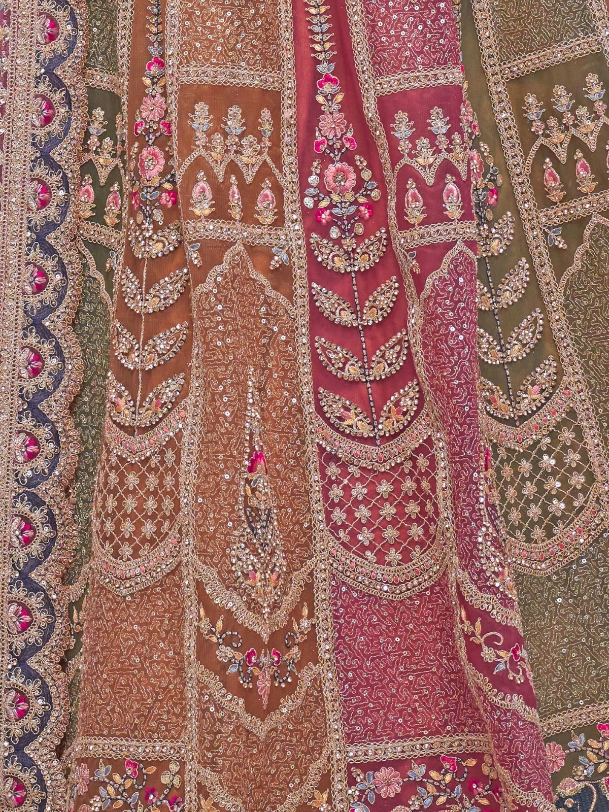 Odette Multicolor Soft Net Embellished Semi-Stitched Lehenga With Unstitched Blouse For Women - Image 5