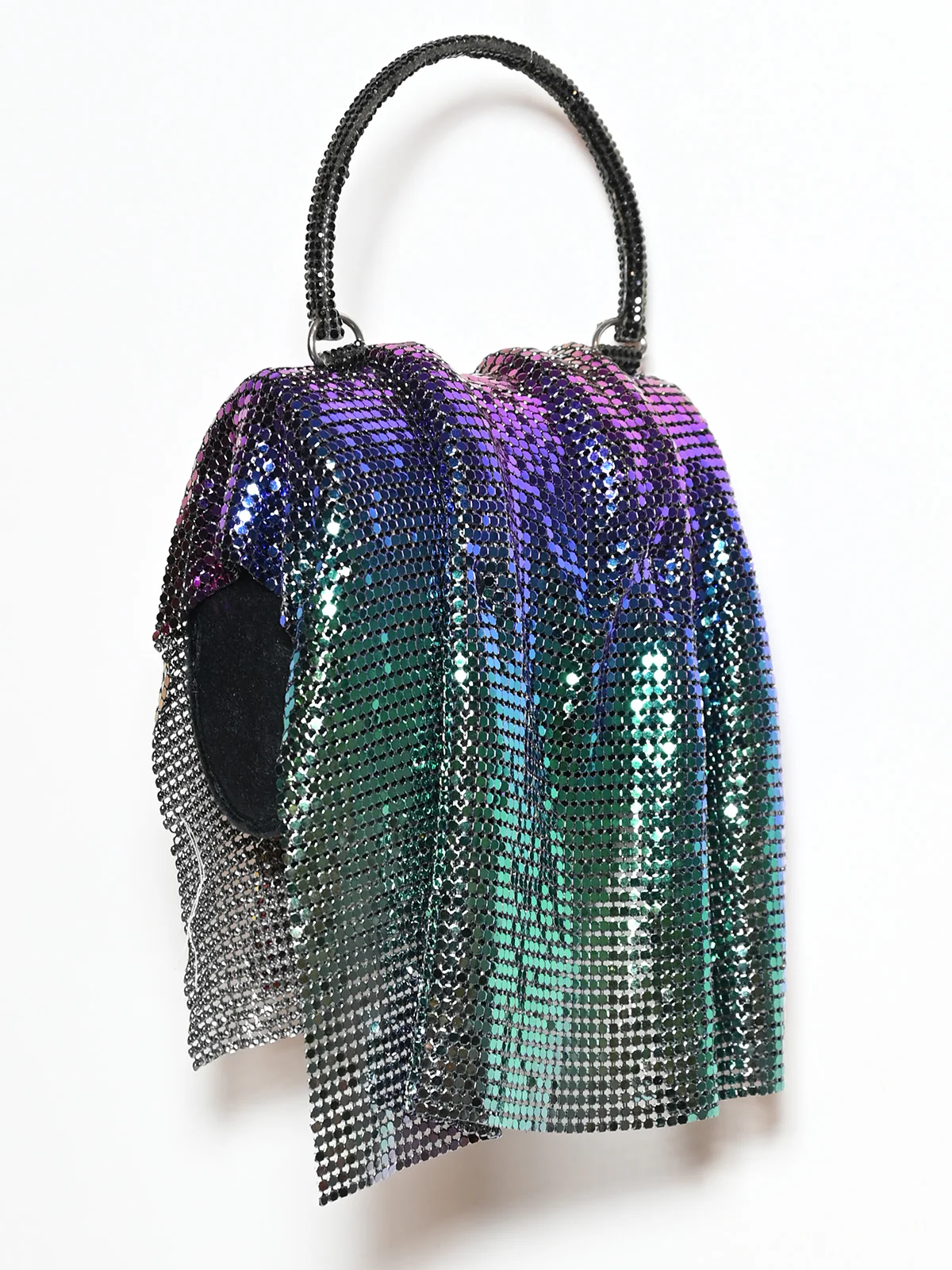 Odette Multicolor Suede Sequence Embellished Clutch For Women - Image 4