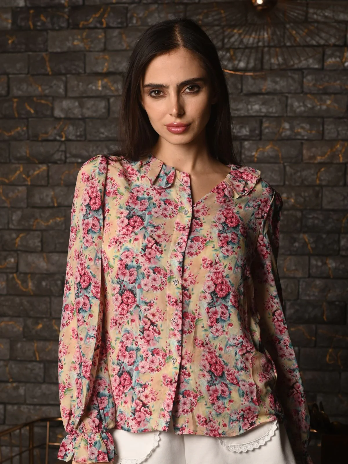 Odette Multicolor Viscose Printed Top For Women - Image 3