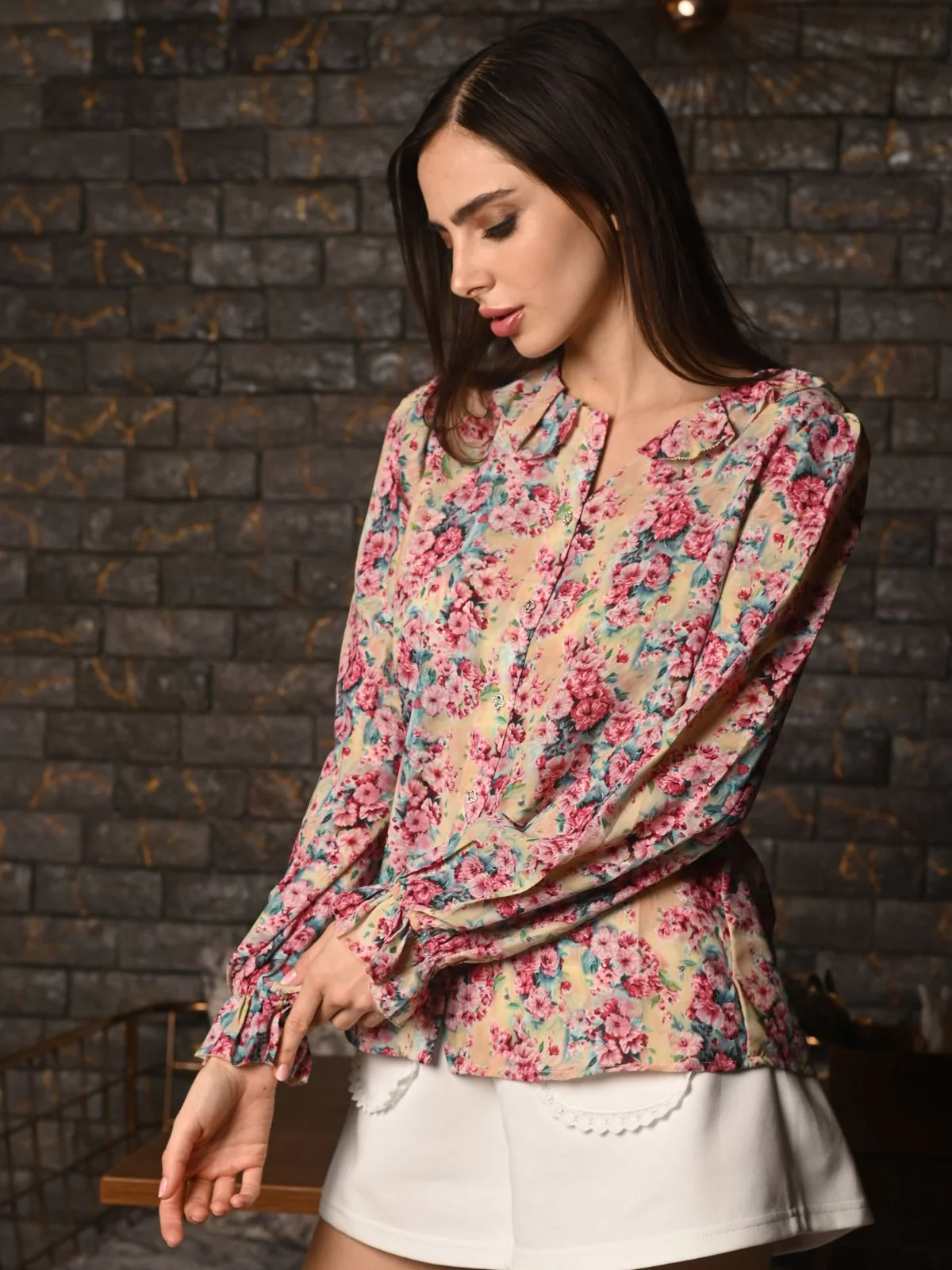 Odette Multicolor Viscose Printed Top For Women - Image 5
